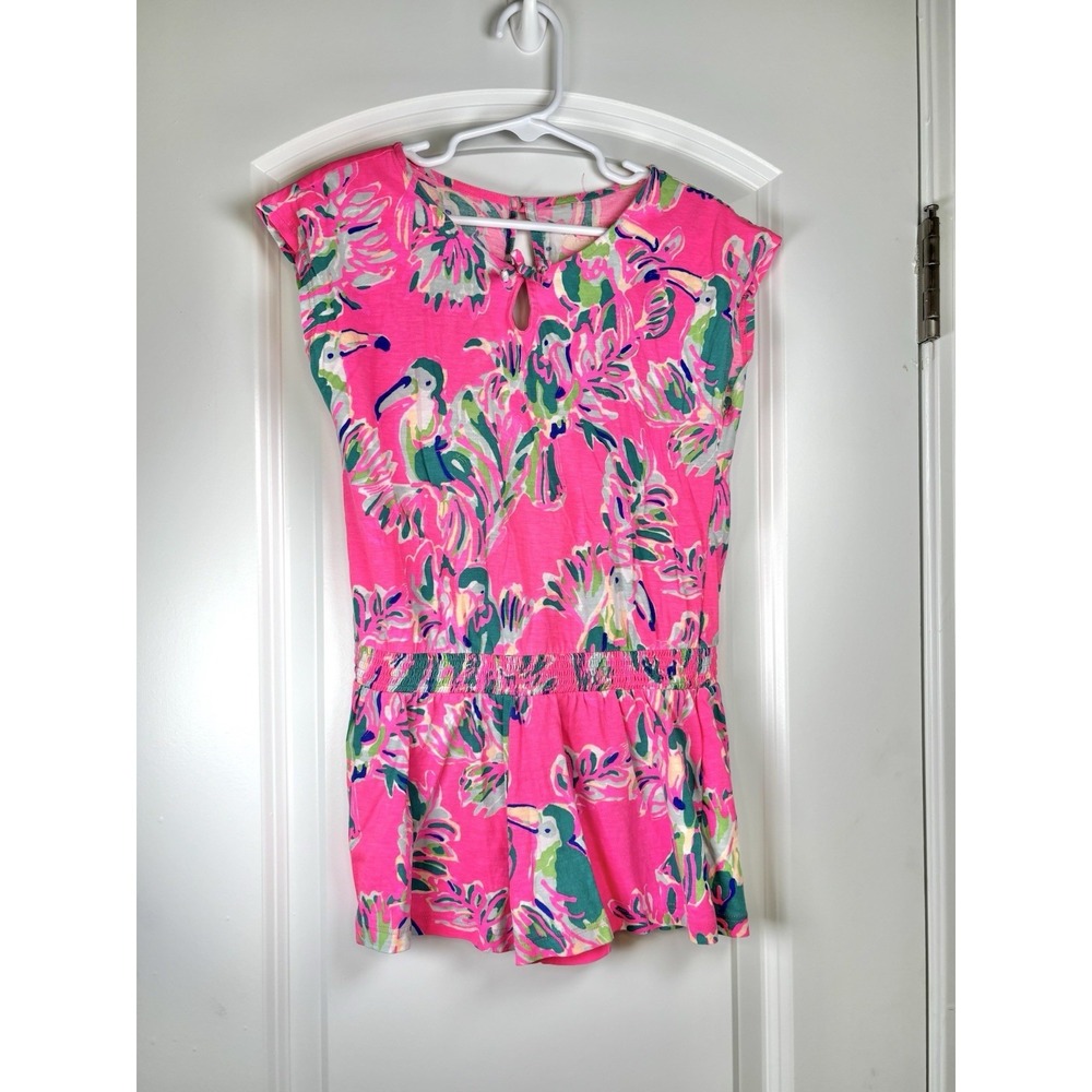 Lilly Pulitzer Girls Romper Size M 6-7 Pink Toucan Print Good Condition